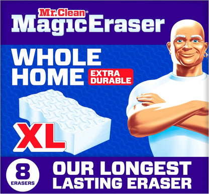 Mr. Clean Magic Eraser Sponge, All Purpose Cleaner, Long Lasting Cleaning Scrubber, Wall Cleaner, Sneaker Cleaner, Oven Cleaner, Kitchen, Bathroom, Shower Cleaning Supplies, Ultra Thick, 5ct