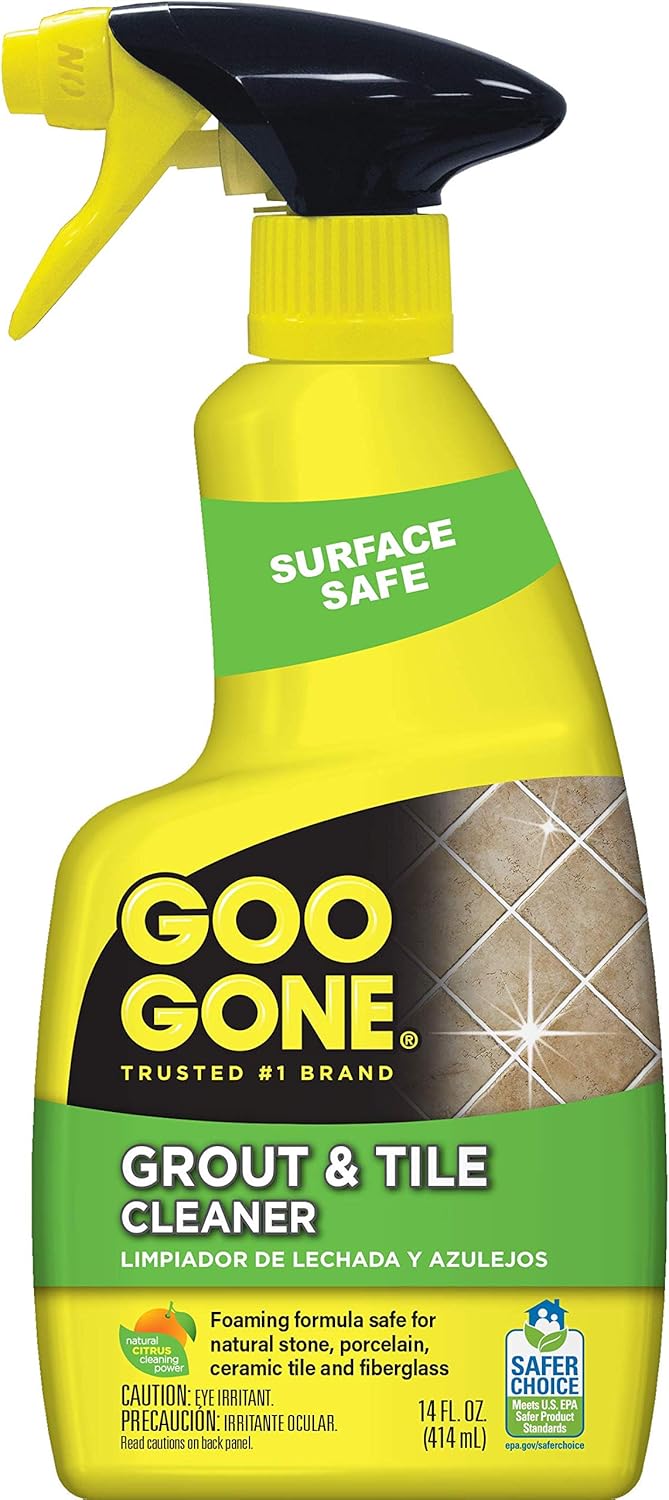 Goo Gone Grout & Tile Cleaner - 28 Ounce - Removes Tough Stains Dirt Caused By Mold Mildew Soap Scum and Hard Water Staining - Safe on Tile Ceramic Porcelain