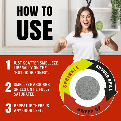 SMELLEZE Vomit Clean Up Powder & Blood Body Fluid Super Absorbent Solidifier Deodorizer: 2 lb. Instantly Absorb & Solidify Urine, Blood & Bio Waste for Medical, Tattoo & Pet Mess Cleanup