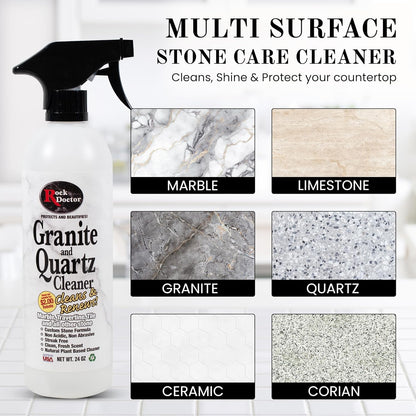 Rock Doctor Granite & Quartz Cleaner Spray 24 oz. bottle, Tile Cleaner, Marble Cleaner, Kitchen Countertop Cleaner, Streak-Free Shine Pack of 2