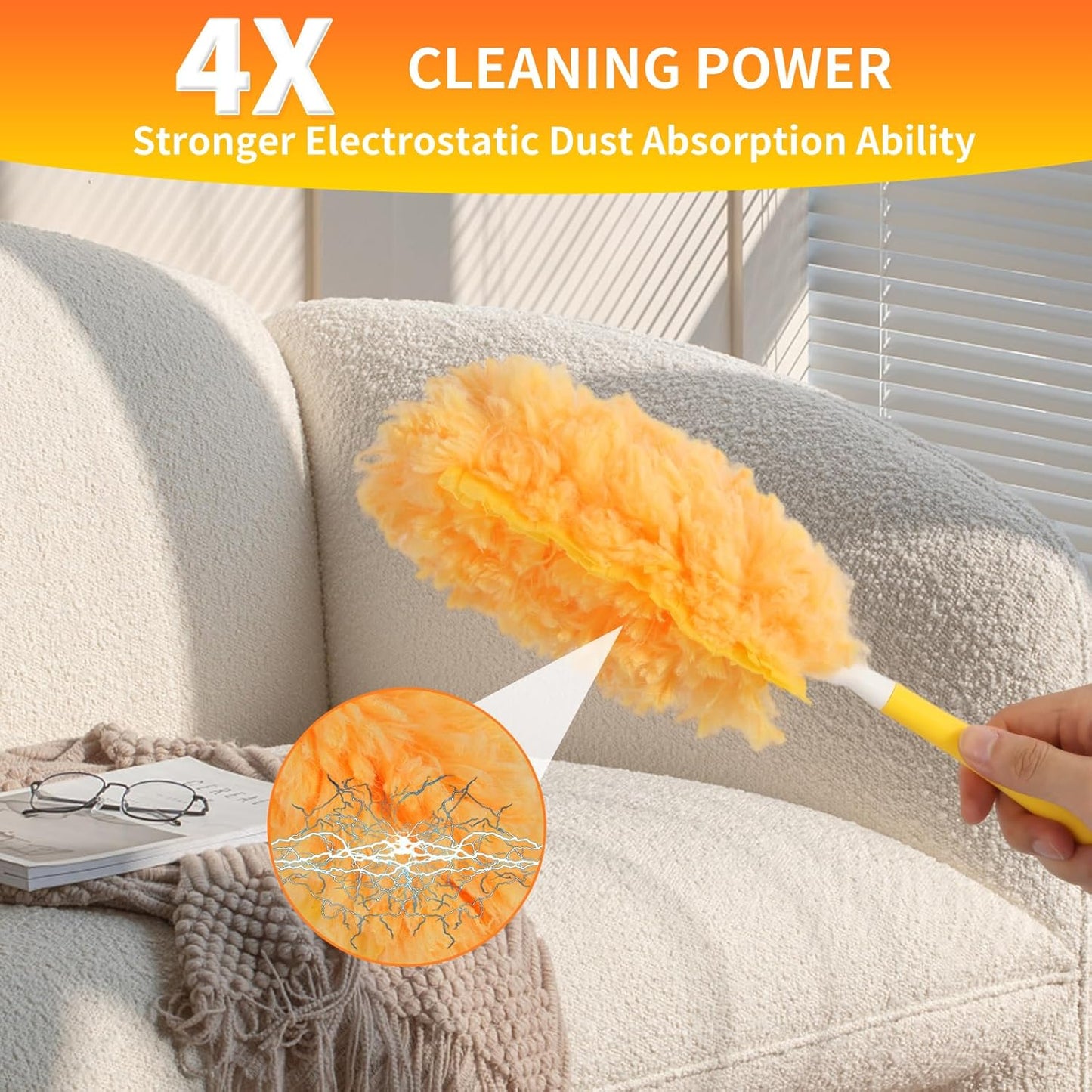 30 Count Duster Refill for Swiffer Duster with 1 Handle - 360° Multi-Surface Larger Size Feather Dusters, Disposable Duster Kit for Cleaning Home, Furniture, Blinds and Ceiling Fans