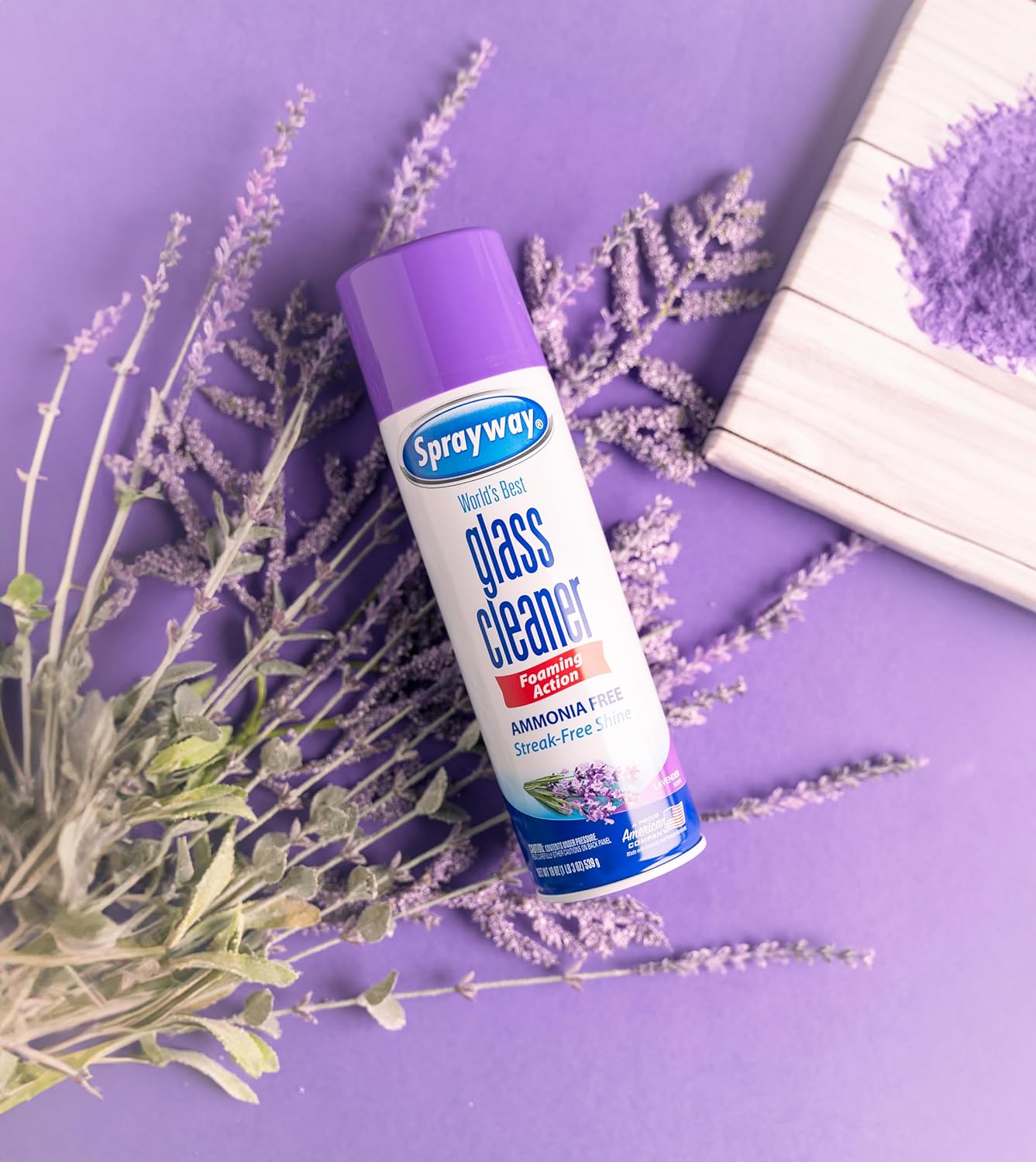 Sprayway Glass Cleaner Lavender Scent Foaming Aerosol Spray, 19oz, Pack of 6 | Ammonia-Free, Streakless, Fast-Acting | Cleans & Polishes Glass Surfaces | Removes Fingerprints, Dust, Dirt, Smoke Film