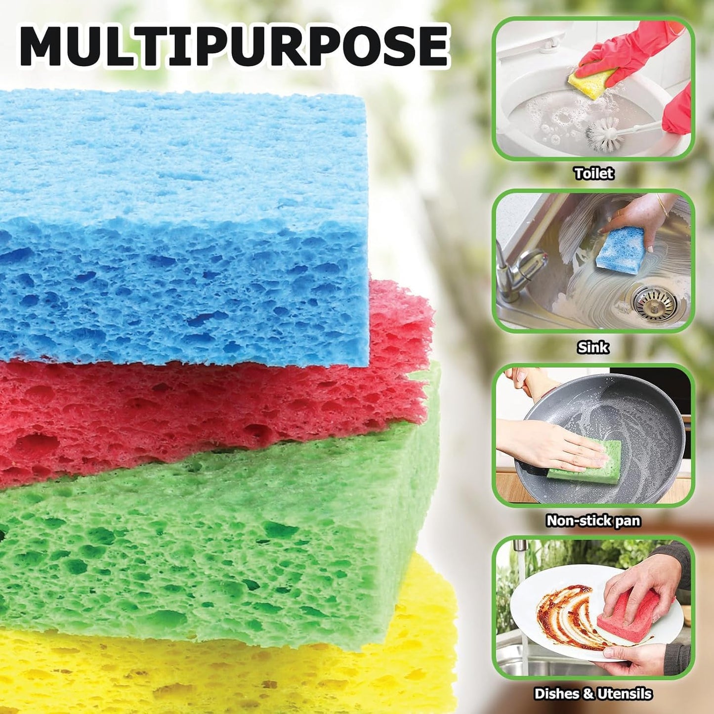 12 Pack Dishwashing Sponges Natural Cellulose Sponges Plant Based Resilient and Reusable Soft Dish Sponges for Washing Dishes DIY Craft Sponge for Fun