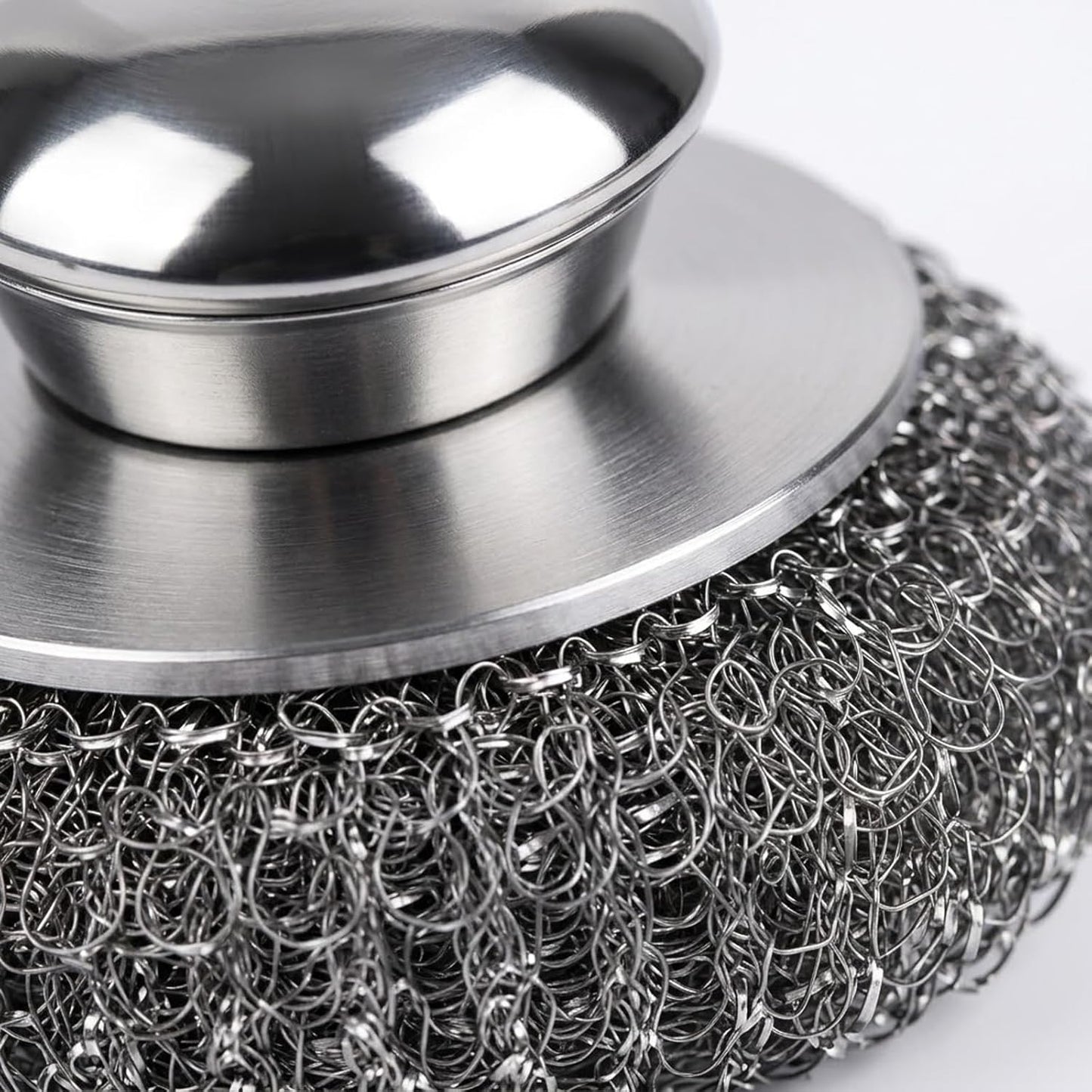 Steel Wool Scrubber, 4-Pack Stainless Steel Scrubber Pads with Handle - The Ultimate Scouring Solution for Rust, Stubborn Messes on Cookware, Grill, Oven & Kitchen Sinks