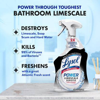 Lysol Power Foaming Bathroom Cleaner, Multipurpose Cleaner for Showers, Bathtubs, Sinks, Disinfectant Spray Kills 99.9% of Germs, Zero Bleach Cleaning Spray, 32 Oz.