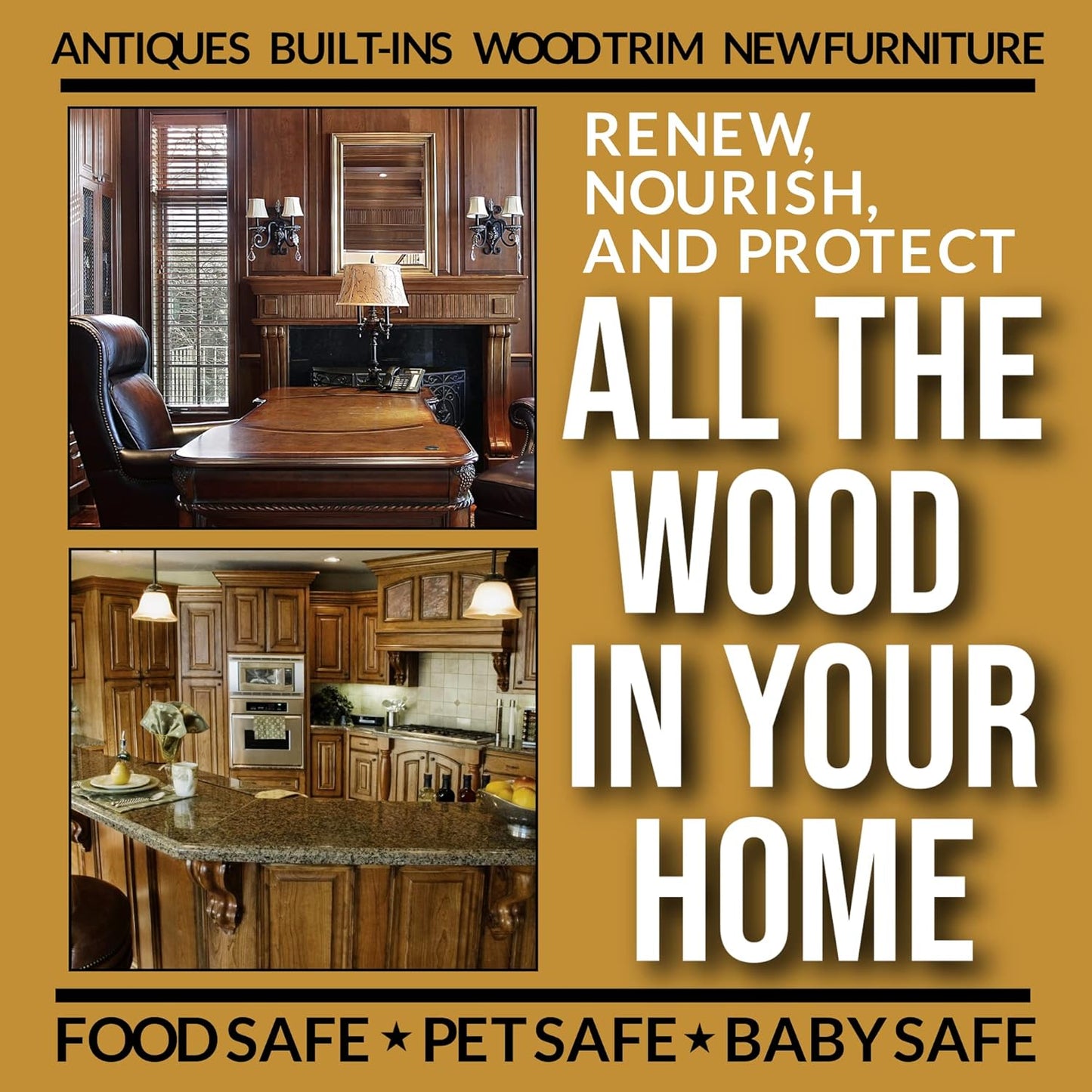 Daddy Van's All Natural Beeswax Furniture Polish – Unscented, Food-Safe Wood Wax for Furniture, Cabinets, Antiques & Butcher Blocks – Non-Toxic, Conditioning & Protective Finish for Wood Surfaces