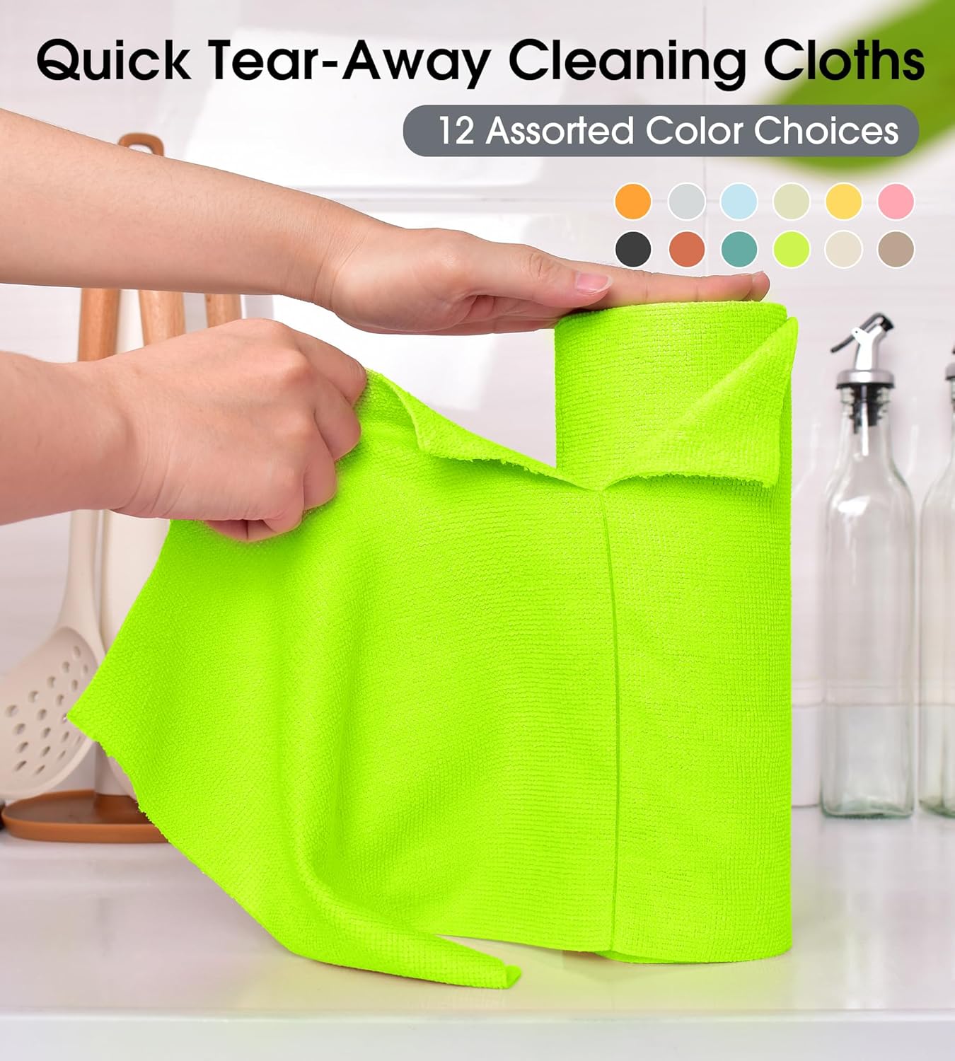 KitchLife Microfiber Cleaning Cloth Roll - Tear-Away Reusable Microfiber Paper Towels, Lint-Free, Washable, 20 Sheets for Kitchen, Car, Dishes, and Sensitive Surfaces (Pink)