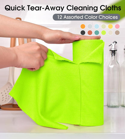 KitchLife Microfiber Cleaning Cloth Roll - Tear-Away Reusable Microfiber Paper Towels, Lint-Free, Washable, 20 Sheets for Kitchen, Car, Dishes, and Sensitive Surfaces (Pink)