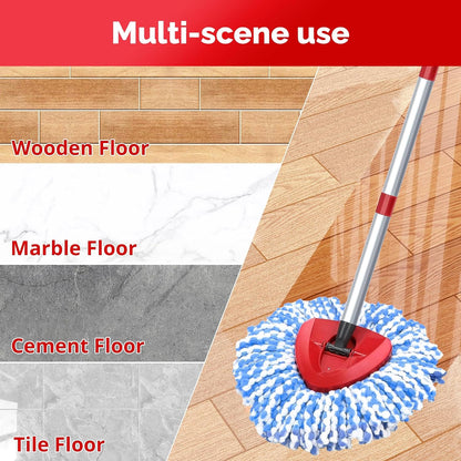 O-Cedar Spin Mop Head, Base, Handle Replacement for EasyWring 1 Tank System, 4 Microfiber Mop Refills, 1 Base and 30-58in Handle Set Combo, White