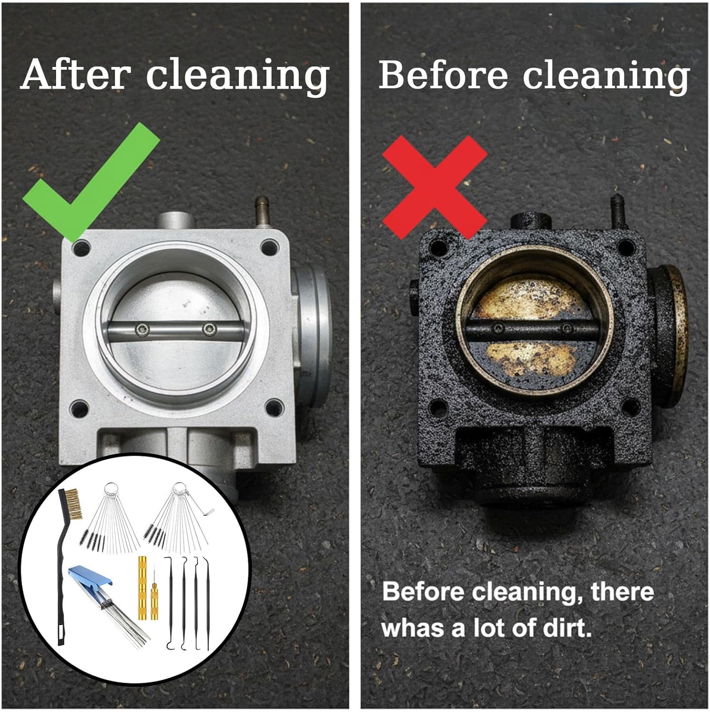 Carburetor Cleaner Kit, Stainless Steel Torch Tip Cleaner with 1 Single Head Brush 20 Cleaning Needles 10 Nylon Brushes 1 Hexagonal Wrench 1 Scraper and 4 Cleaning Hooks 1 Case for Motorcycle ATV