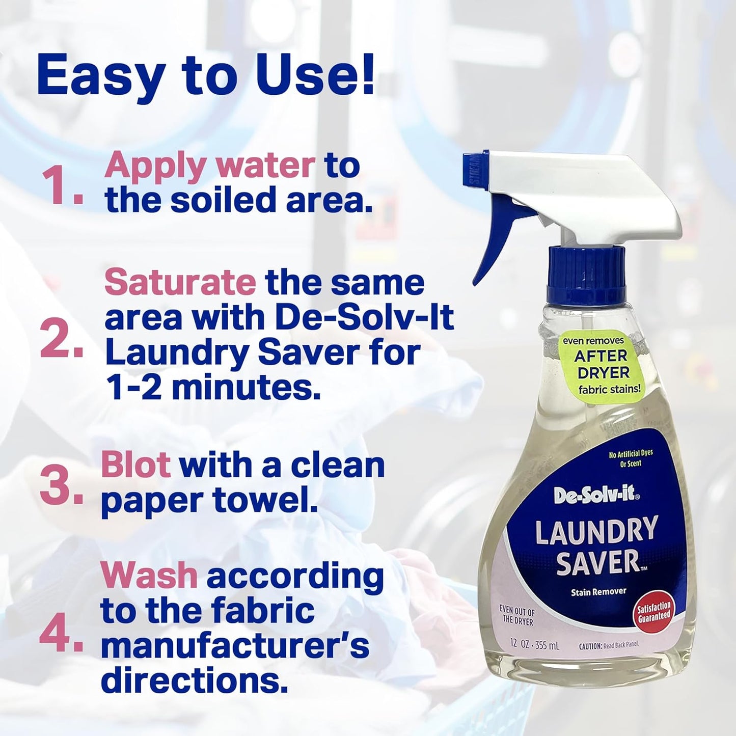 Orange-Sol De-Solv-It Laundry Saver, Instant Laundry Stain Removers, Spray and Wash Stain Remover, Powerful Spray Wash Formula, Hair & Skin-Safe, 12-Ounce