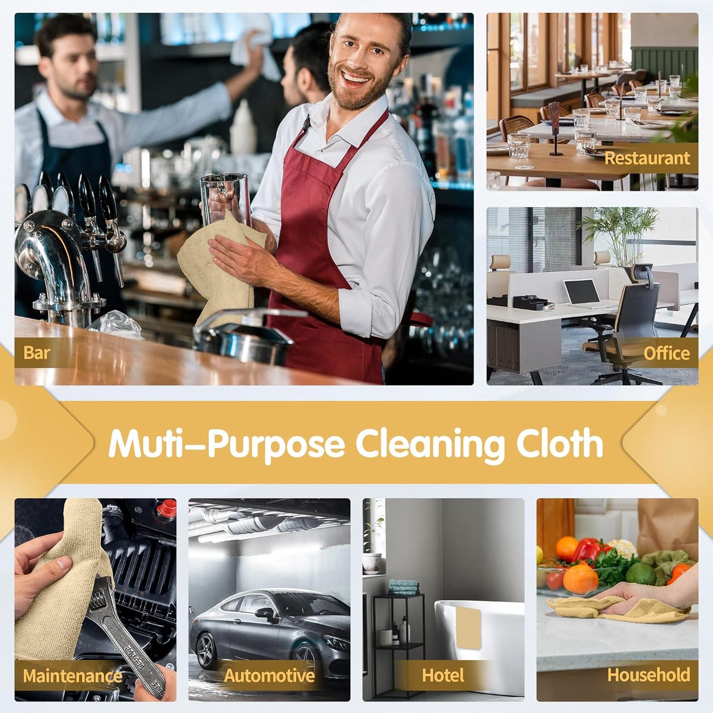 FIXSMITH Microfiber Cleaning Cloth - Pack of 8, Size: 12 x 16 in, Multi-Functional Cleaning Towels, Highly Absorbent Cleaning Rags, Lint-Free, Streak-Free Cleaning Cloths for Car Kitchen Home