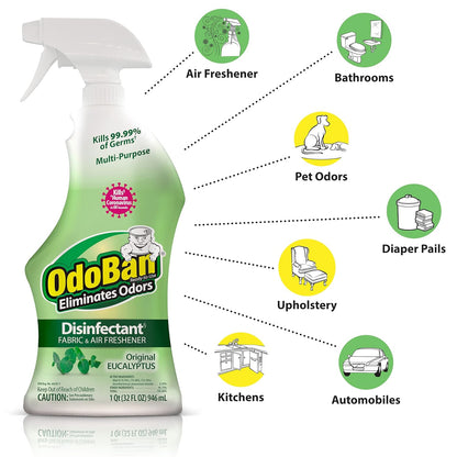 OdoBan Ready-to-Use Disinfectant and Odor Eliminator, Made in the USA, Citrus Scent, 32 Ounce Spray Bottle