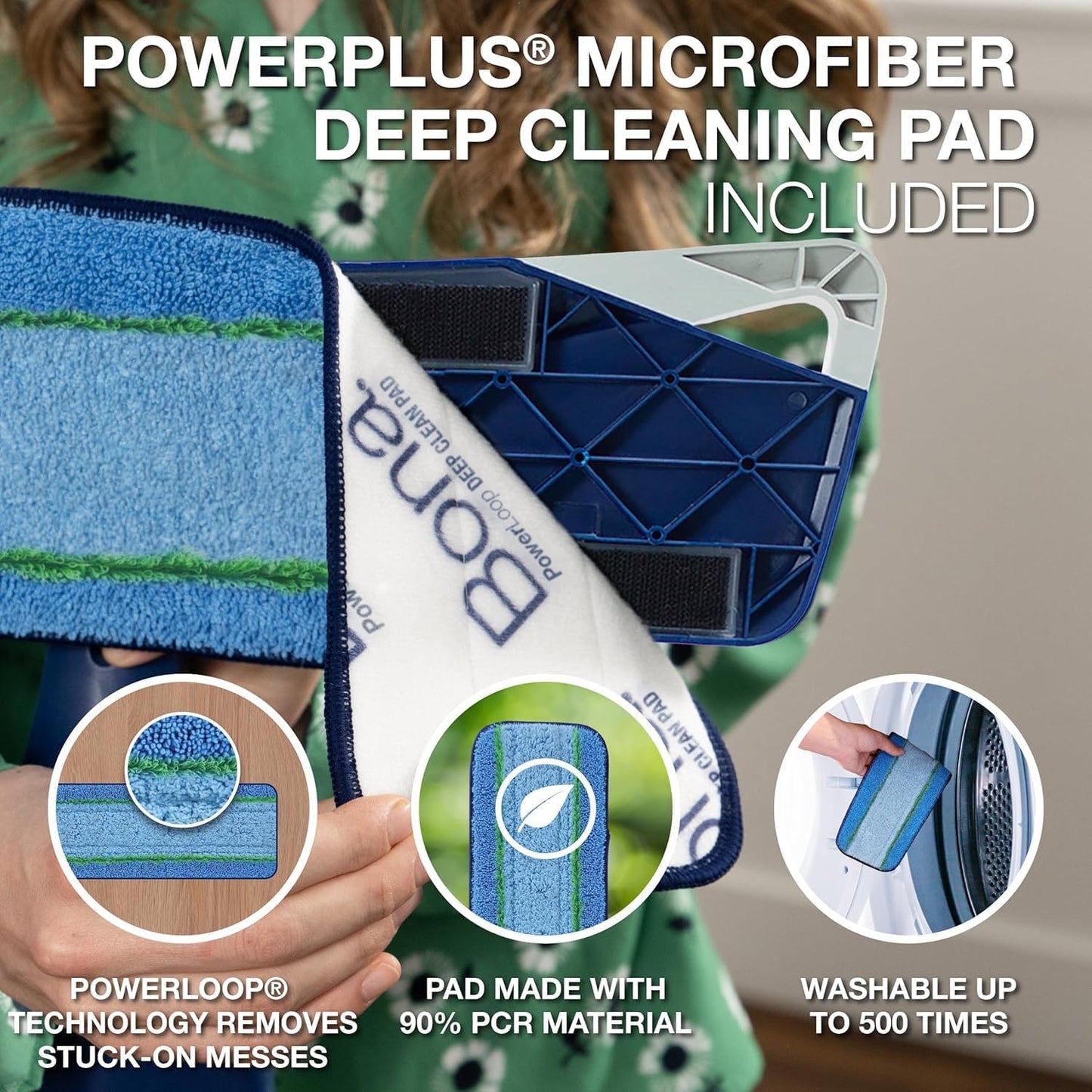 Bona Hardwood Floor Premium Spray Mop - Includes Wood Floor Cleaning Concentrate and Machine Washable Microfiber Cleaning Pad - Dual Zone Cleaning Design for Faster Cleanup
