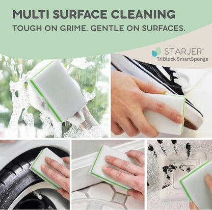 Eraser Melamine sponge 3-Layer magic sponge Cleaning Block Flip and Reuse, 4X More Durable Wall Cleaner for Painted Walls Shower Glass boat Skirting car sneaker Stain Remover White Shoe Cleaner,6 Pack