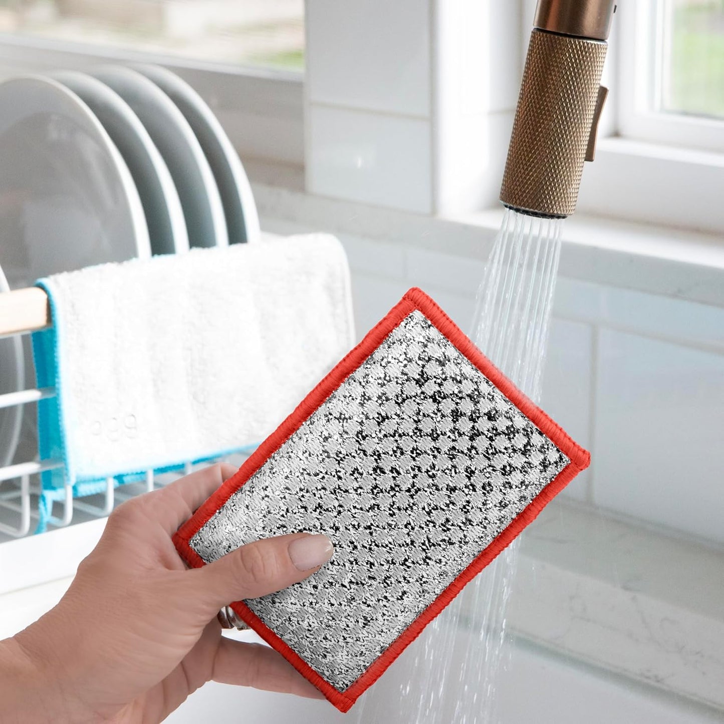 OGGI Bambou Odor-Free Scrubbing Sponges - Natural Scrub Sponges for Dishes, 91% Bamboo-Derived Rayon Cellulose Fiber, Reusable, Absorbent, Durable Scrubbers, Non-Scratch, Washable - 3 pcs, 7x4