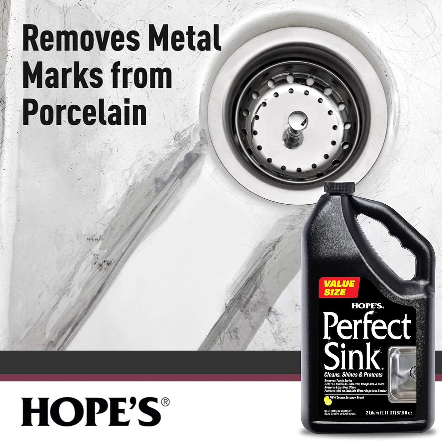 HOPE'S Perfect Sink Cleaner and Polish, Restorative, Removes Stains, Cast Iron, Corian, Composite, Acrylic, 8.5 Fl Oz