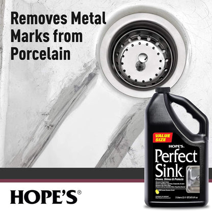 HOPE'S Perfect Sink Cleaner and Polish, Restorative, Removes Stains, Cast Iron, Corian, Composite, Acrylic, 8.5 Fl Oz