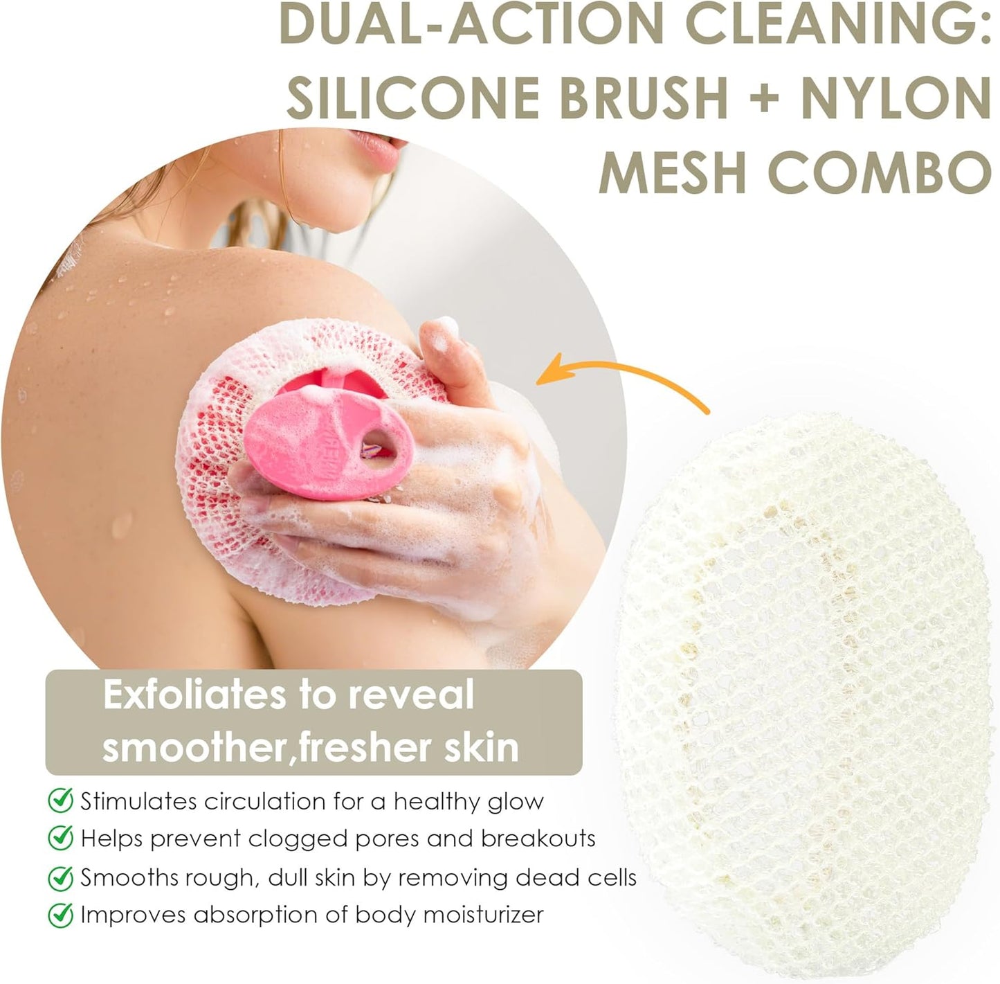 INNERNEED Food-Grade Soft Silicone Body Scrubber Shower Brush Handheld Cleansing Skin Brush, Gentle Exfoliating and Lather Well (Black)