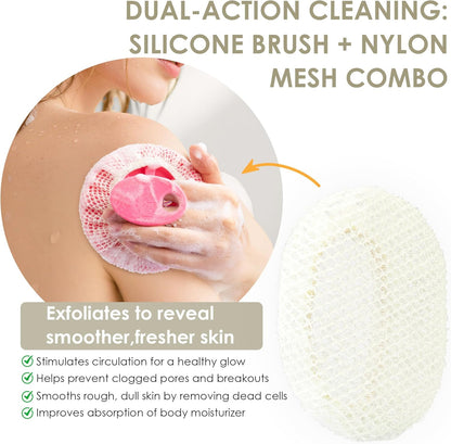 INNERNEED Food-Grade Soft Silicone Body Scrubber Shower Brush Handheld Cleansing Skin Brush, Gentle Exfoliating and Lather Well (Black)