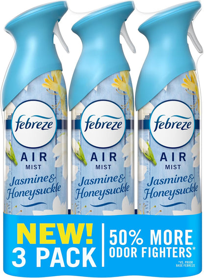 Febreze Air Mist, Air Freshener, Odor Fighting Room Spray, Deodorizer for Home Bathroom Kitchen Office Apartment, Lilac Sunrise, Warm Ocean Breeze, Summer Golden Hour Variety Pack, 8.1oz (Pack of 3)
