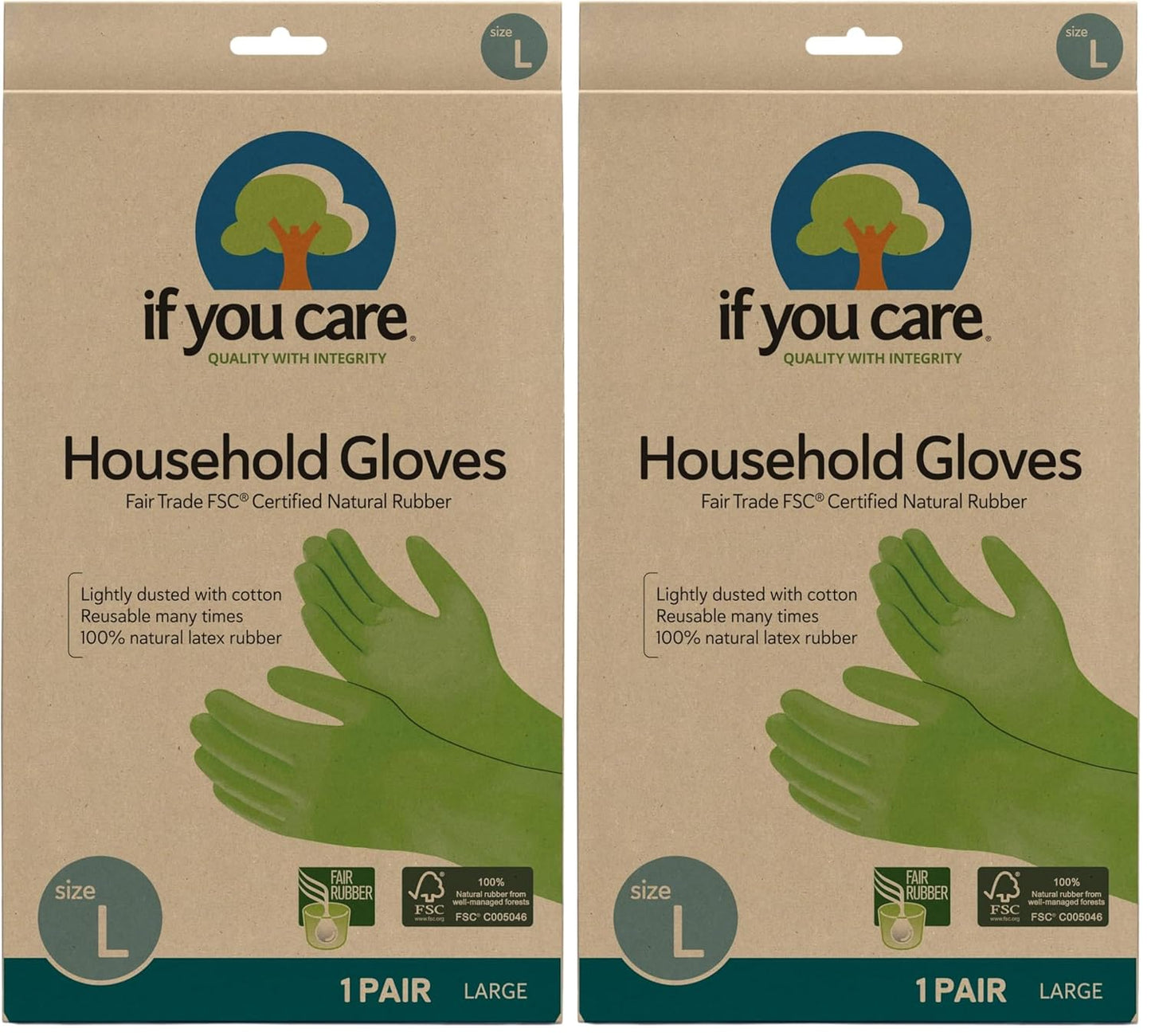 If You Care Latex Gloves, Large – 1 Pair (Pack of 1) – For Gardening, Dishwashing, Cleaning Kitchen and Bathroom – 100% Cotton Lined, Reusable for Women and Men, Green