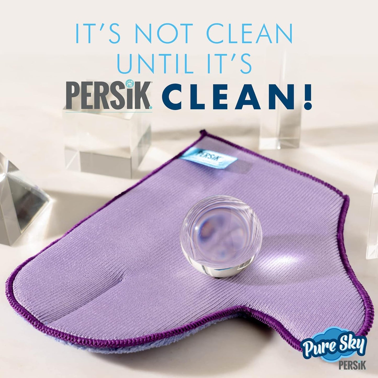 persik Pure-Sky Microfiber Glove Dusting Mitt - Ultra Microfiber Cleaning Cloth Glove - JUST ADD Water No Detergents Needed - Use for Cleaning Furniture, Home