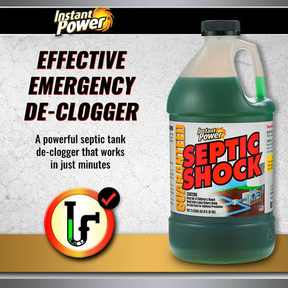 Instant Power Septic Shock - Septic Tank Treatment, Drain Cleaner Liquid Clog Remover for Septic Systems - 67.6 Fl Oz 1 Pack