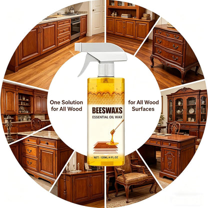 Beeswax Wood Polish Spray, Natural Beeswax Repairing and Care Spray, Bees Wax Furniture Polish and Cleaner, Deep Cleaning Bees Wax for Hardwood Floors & Kitchen Cabinets, Restores Natural Gloss (1Pcs)