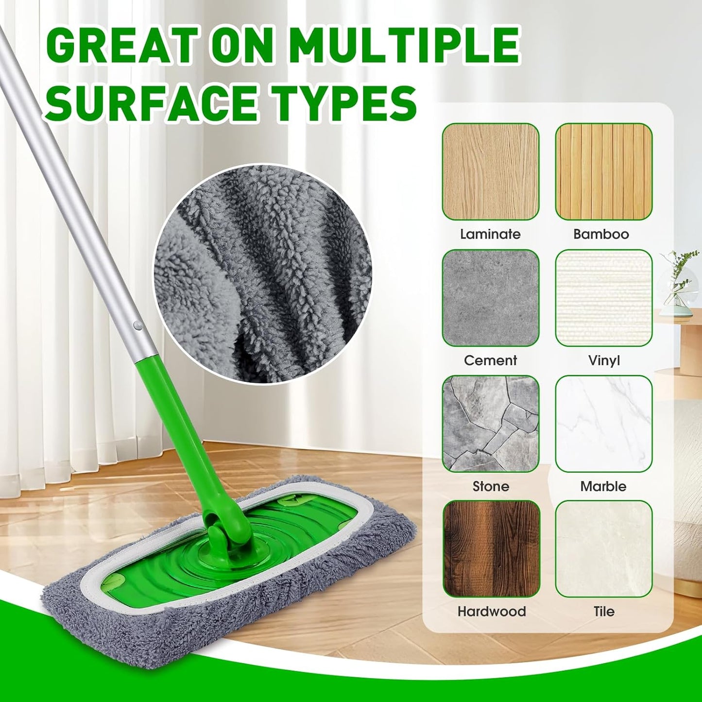 12Pcs Reusable Microfiber Mop Pads Compatible with Sweeper Mops,Dry Sweeping Cloths & Wet Mopping Pads Refills,Washable Mop Pads for Floor Cleaning