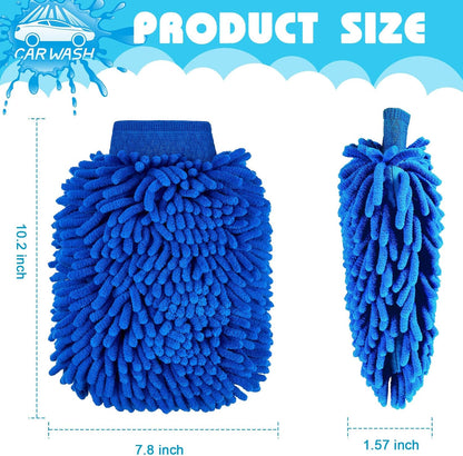 Toulite 8 Pcs Car Wash Mitt Chenille Microfiber Wash Mitt Double Sided Glove Cleaning Drying Mitts (7.48 x 10.24 Inch,Bright Colors)