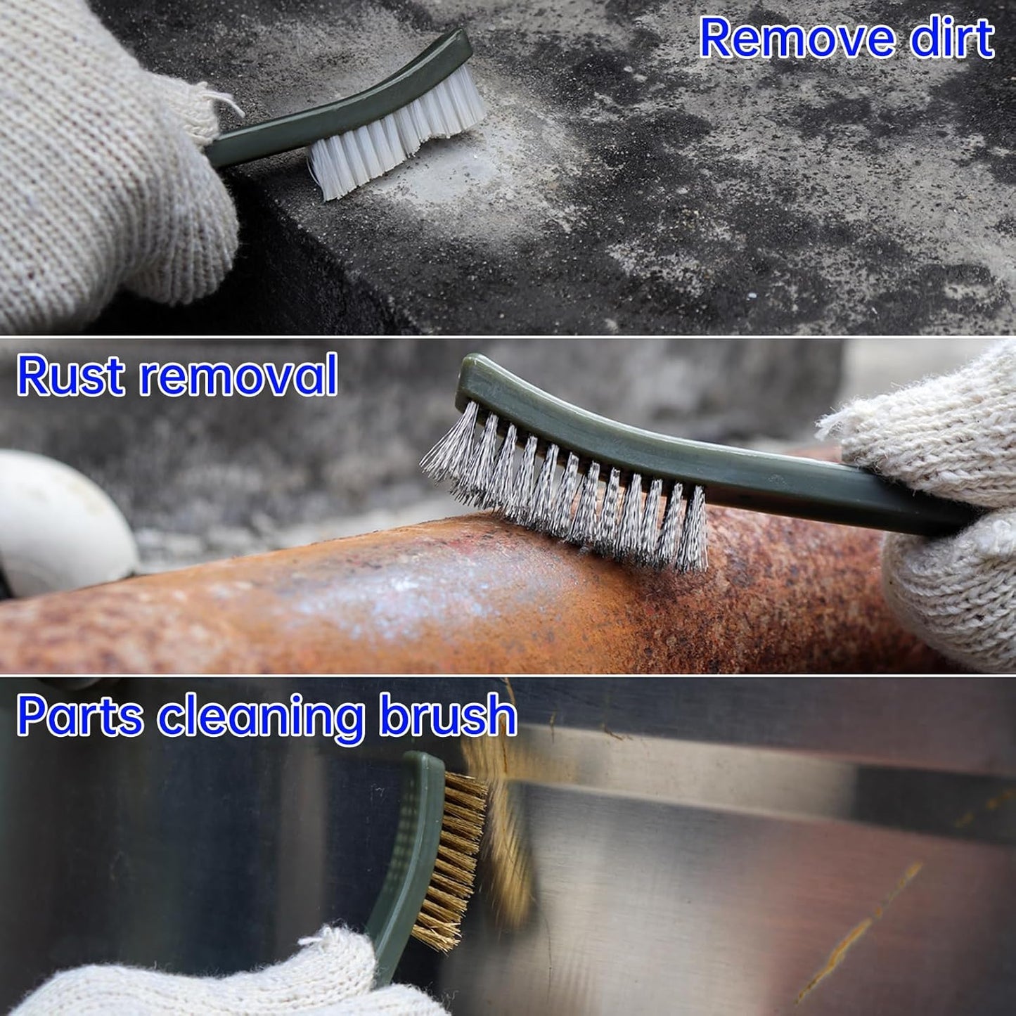 Mini Wire Brush Set, Paint and Dirt Remover, Cleaning Welding Slag and Rust, Handy Steel / Nylon / Brass Brush Suitable for Cleaning Paint / Dirt (3)