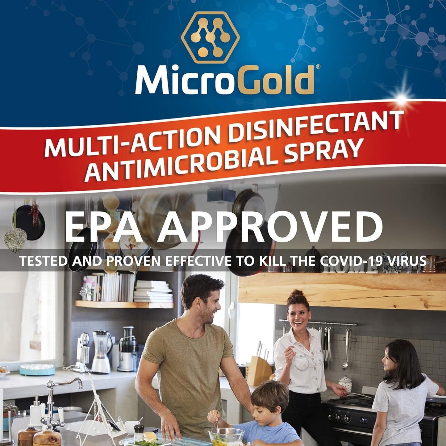 MicroGold Multi-Action Disinfectant Antimicrobial Spray Tested and Proven Effective to Kill the COVID-19 Virus, Kills 99.9% of Viruses and Bacteria, 24 Fluid Ounces, 1 Pack, Packaging May Vary