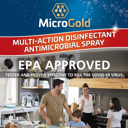 MicroGold Multi-Action Disinfectant Antimicrobial Spray Tested and Proven Effective to Kill the COVID-19 Virus, Kills 99.9% of Viruses and Bacteria, 24 Fluid Ounces, 1 Pack, Packaging May Vary