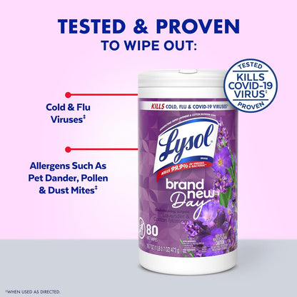Lysol Disinfectant Wipes, Dorm Room Essentials, Multi-Surface Antibacterial Cleaning Wipes, For Disinfecting and Cleaning, Crisp Linen, 80 Count