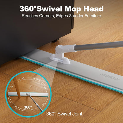 JOYMOOP 18 Inch Dust Mop for Hardwood Floors, Heavy Duty Industrial Wet Dry Mops with Telescopic Handle, Includes 5 Microfiber Mop Pads