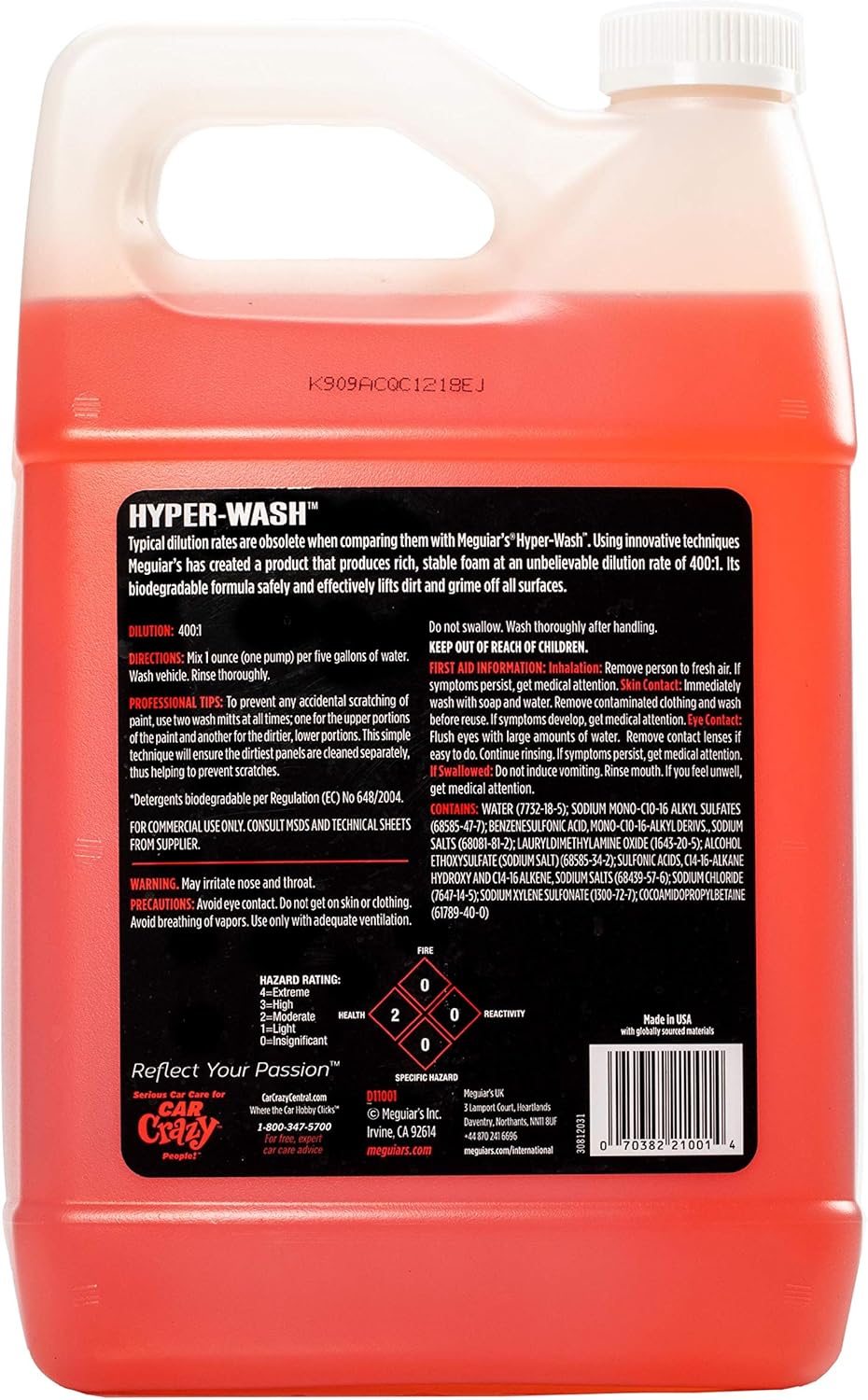 Meguiar's Professional Leather Cleaner & Conditioner D18001-1 Gallon Leather Cleaner & Conditioner Specifically Formulated for Automotive Interior Care, Delivers Professional Results, 128 Oz