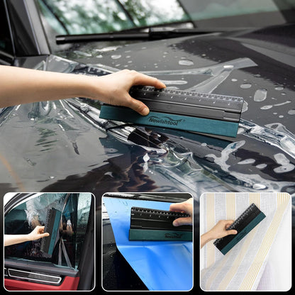 NEWISHTOOL Vinyl Wrap Squeegee for Vinyl, Big Size Wallpaper Smoothing Squeegee, 3 Pack 25CM Decals Squeegee with Ruler & Micro Suede Felt Edge for Sign Making Graphic Window Tint Film Application