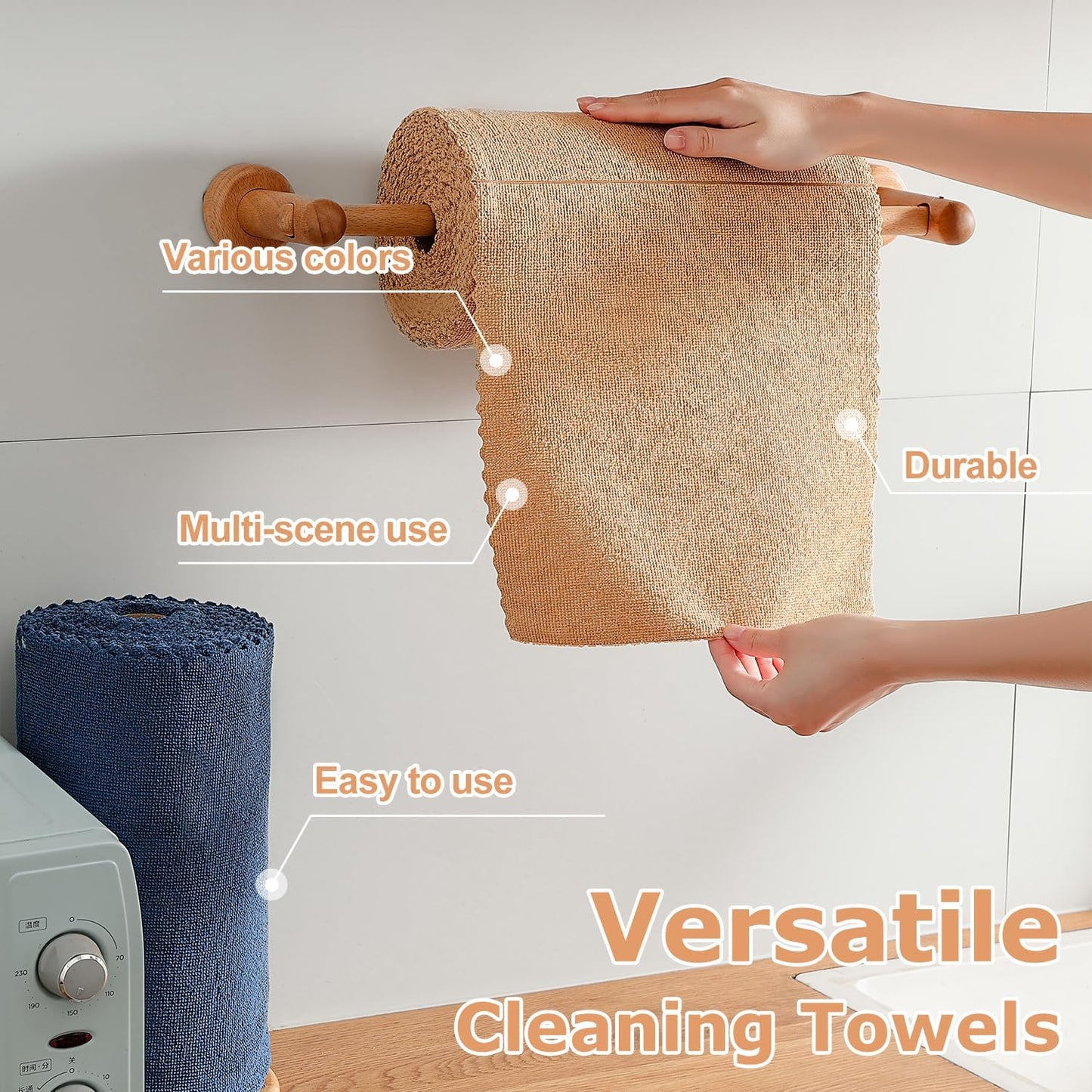 80 Pack Microfiber Cleaning Cloth Roll Reusable Paper Towels 12"x12" Tear Away Cloth, Microfiber Towels for Cars, Wash Cloths, Lint Free Dark Grey Rags for House, Kitchen,Window,Cleaning Supplies