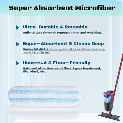 Replacement Mop Pads Compatible with Ocedar H2prO Flat Mop,Refills for O-Cedar H2pro Flat, Machine Washable Reusable Microfiber Mop Heads Replacements for Ocedar H2Pro 5 PCS
