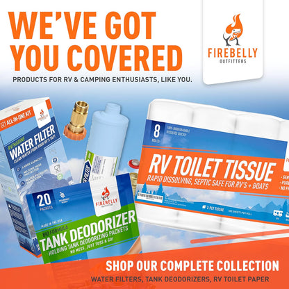 Firebelly Outfitters - RV Deodorizer & Septic Treatment Pods - Portable Toilet Chemicals, Marine Camper Sewer Cleaner, Odor Neutralizer, Formaldehyde-Free Holding Tank Solution - 20 Mulberry Packets