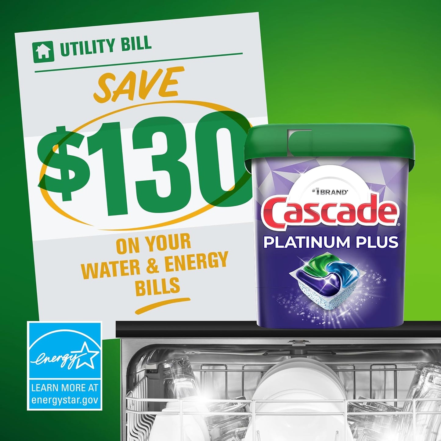 Cascade Platinum ActionPacs Dishwasher Detergent Pods, Fresh, 11 Count