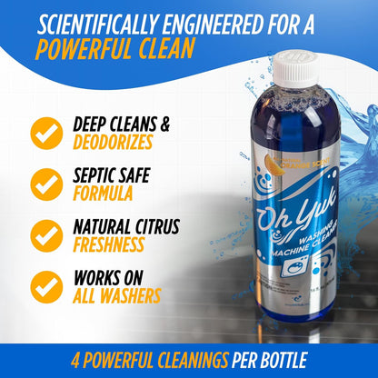 Oh Yuk Dishwasher Cleaner, Descaler, And Deodorizer – Removes Grease, Odors, And Buildup – Natural Orange Scent – Septic Safe Formula For A Fresh Dishwasher – Deep Cleans All Machine Models – 16 Fl oz