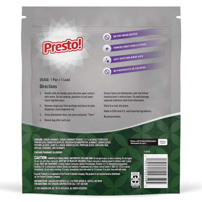 Amazon Brand - Presto! Triple Action Dishwasher Pacs, Lemon Scent, 70 Count