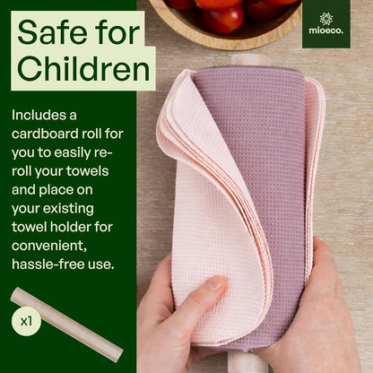 mioeco 20 Pack Reusable Kitchen Paper Towels Washable - Super Absorbent Natural unPaper Towels - Natural Cotton - Reusable, Paperless Kitchen Dish Cloths - 100% Organic