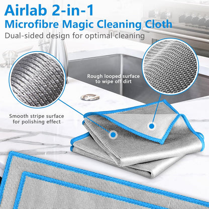 Glass Polishing Cloth Streak Free Miracle Cleaning Cloth Lint Free Microfiber Cleaning Rags for Glasses Kitchen Dish Mirrors Easy Clean, Pack of 6, 12" x 12"
