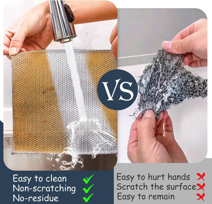 Navona 12 Pcs New Upgrade Steel Wire Dishcloth,Triple-Layer Steel Wire Cleaning Cloth,Powerful Cleaning Non-Scratch Wire Dishcloth Rag for Cookware, Sinks, Dishes, Stove Tops