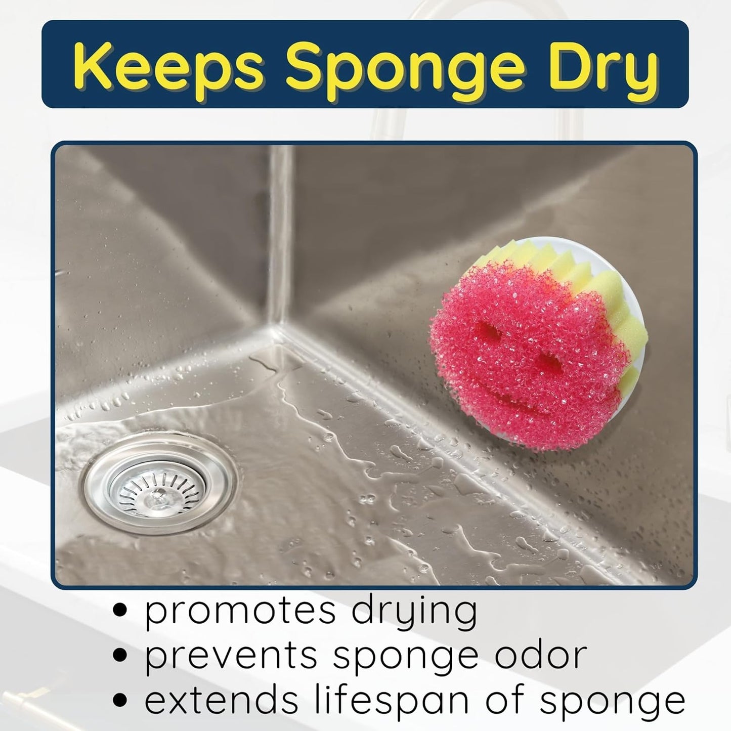 BeraTek Scrub Daddy Holder - Suction Cup Kitchen Sink Caddy - Keep Sponges Clean & Dry - Compatible with Sponge Daddy & Scrub Mommy - Mothers Day Gift for Mom - White, 1-Pack
