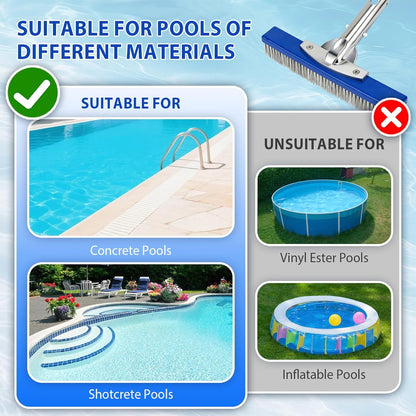 5-Inch Pool Brush Head - Combo Nylon & Stainless Steel Wire Bristles, Heavy Duty Metal Pool Brushes for Extra Scrubbing Power, for Cleaning Inground Pool Tiles, Concrete, Walls, Floor, Steps, Corners