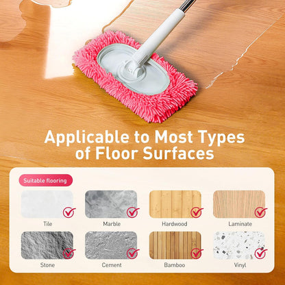 6 Pack Reusable Microfiber Mop Pads Compatible with Sweeper Mops, Replacement Mopping Pads Dry Sweeping Cloths, Washable Chenille Flat Mops Refills for Mopping Floor Cleaning (Mop is not Included)